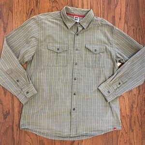 The North Face cotton green plaid button shirt size L